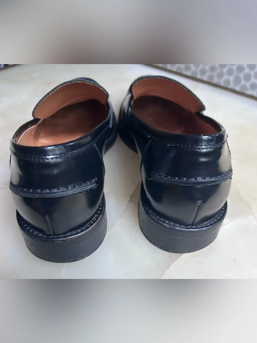 M. Gemi Black Patent  Leather Penny Loafers 39 8.5